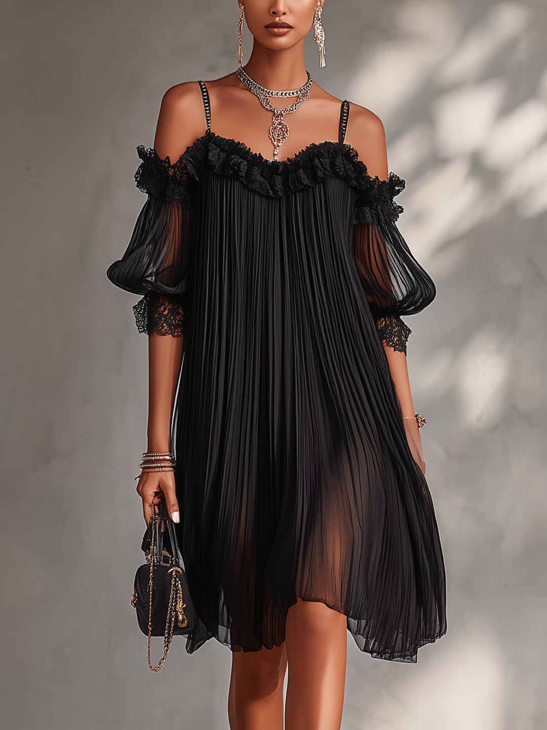 Celeste | Elegant Pleated Chiffon Dress
