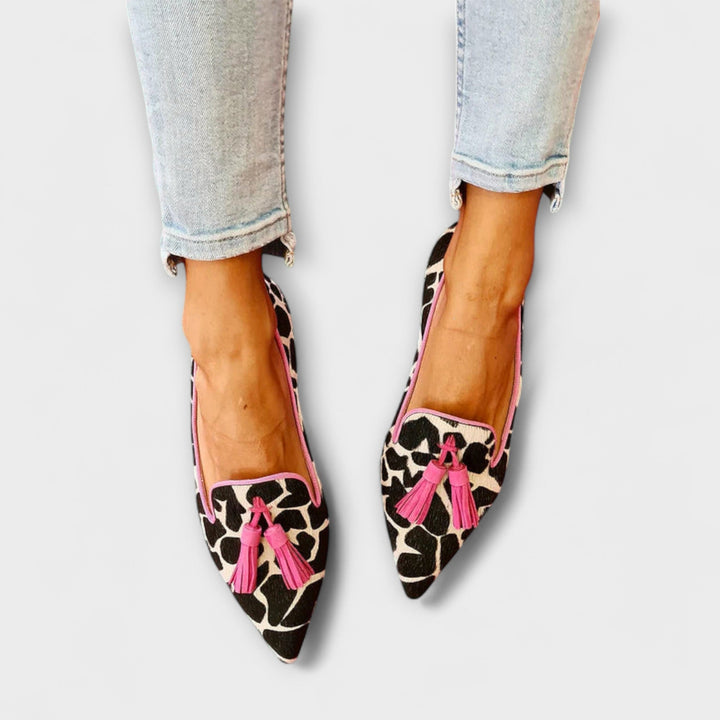 Harper | Printed Tassel Pointed Flats