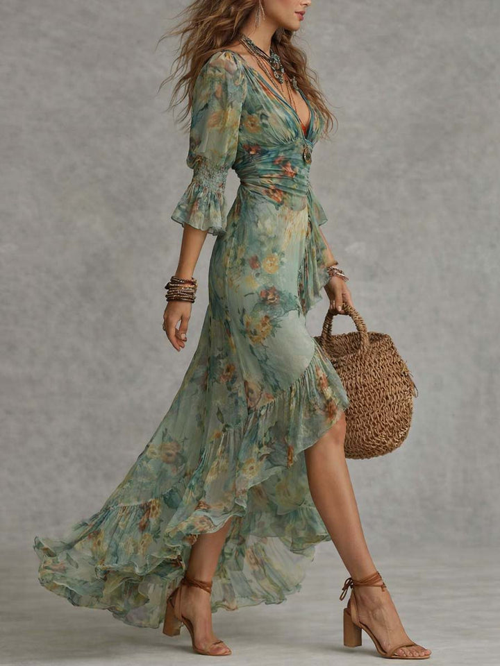 Sophia | Elegant Floral Wrap Maxi Dress