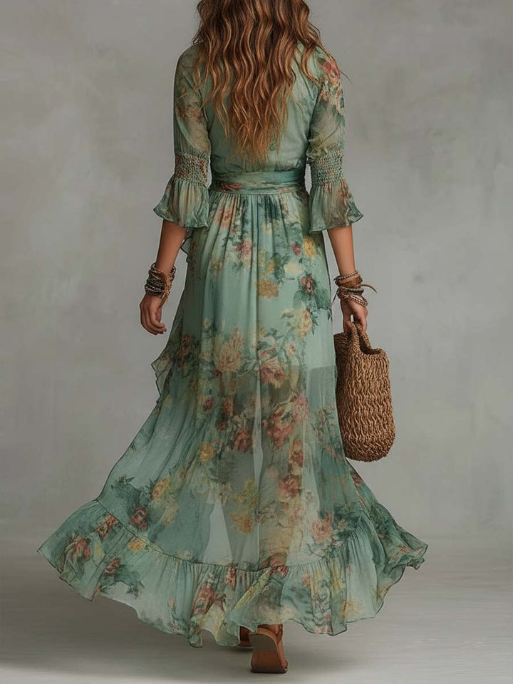 Sophia | Elegant Floral Wrap Maxi Dress