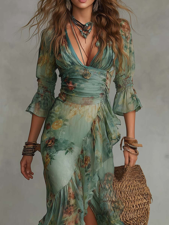Sophia | Elegant Floral Wrap Maxi Dress
