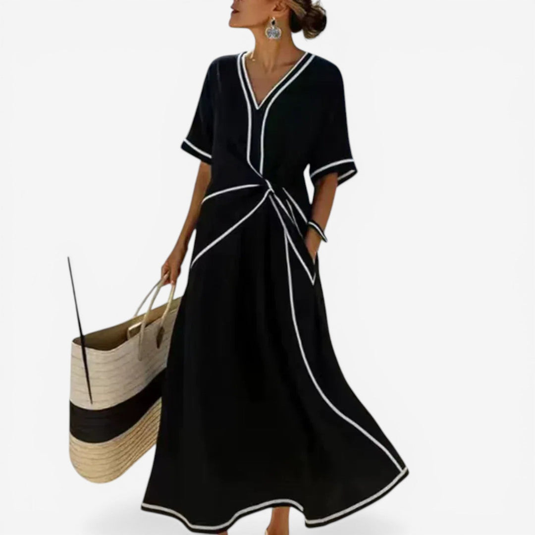 Amelia | Flattering Tie-Front Maxi Dress