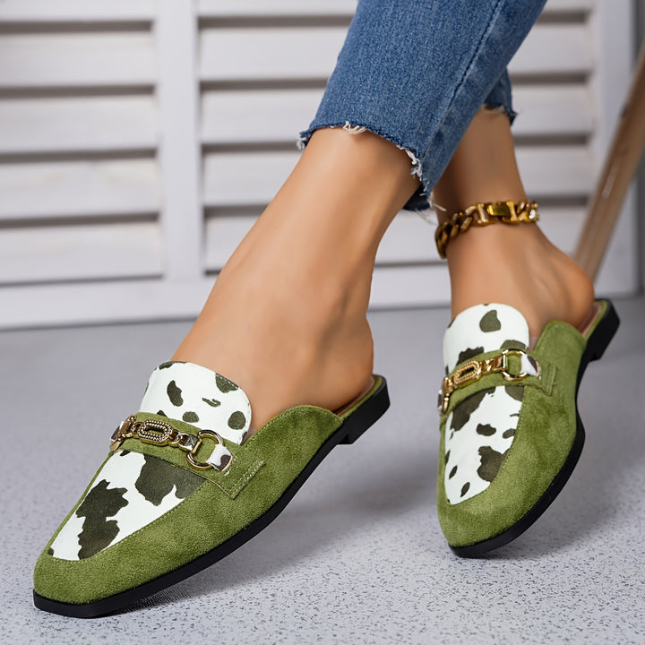 Avery | Elegant Cow Print Mules
