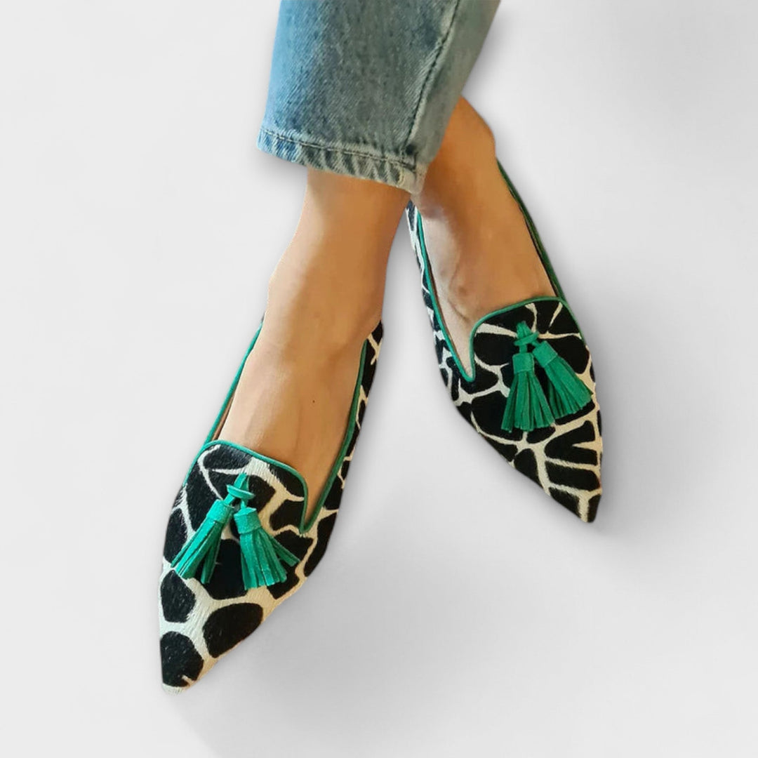 Harper | Printed Tassel Pointed Flats
