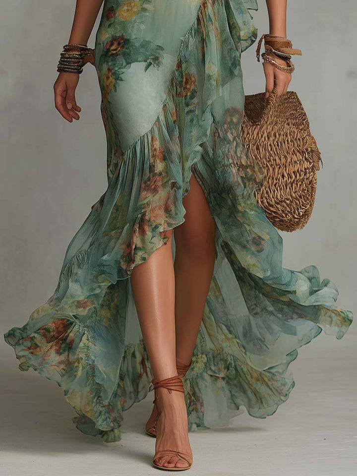 Sophia | Elegant Floral Wrap Maxi Dress
