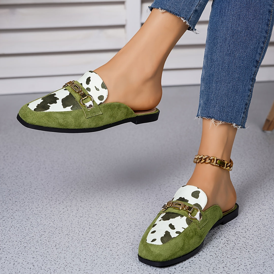 Avery | Elegant Cow Print Mules