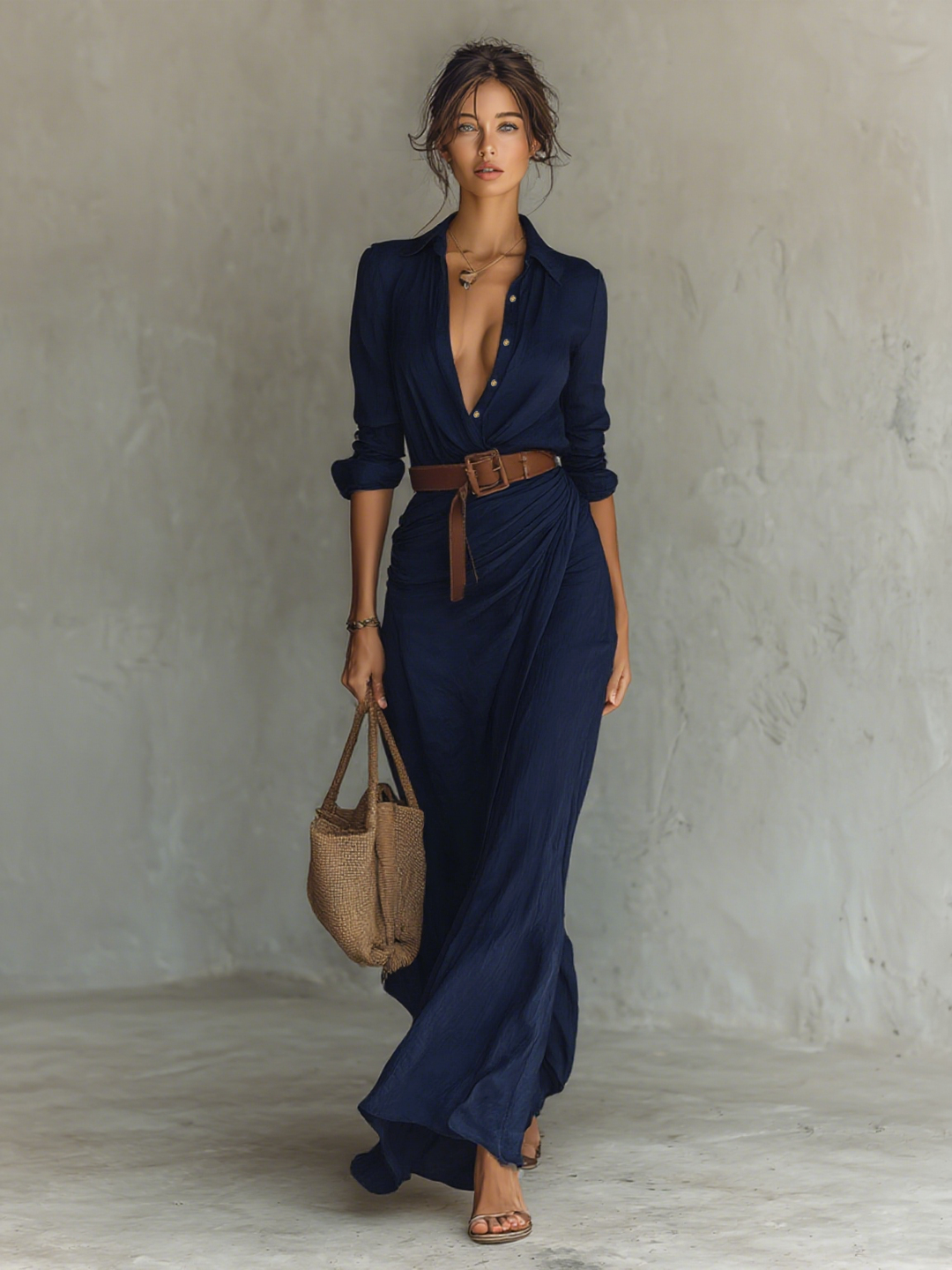 Amelia | Elegant Belted Maxi Dress