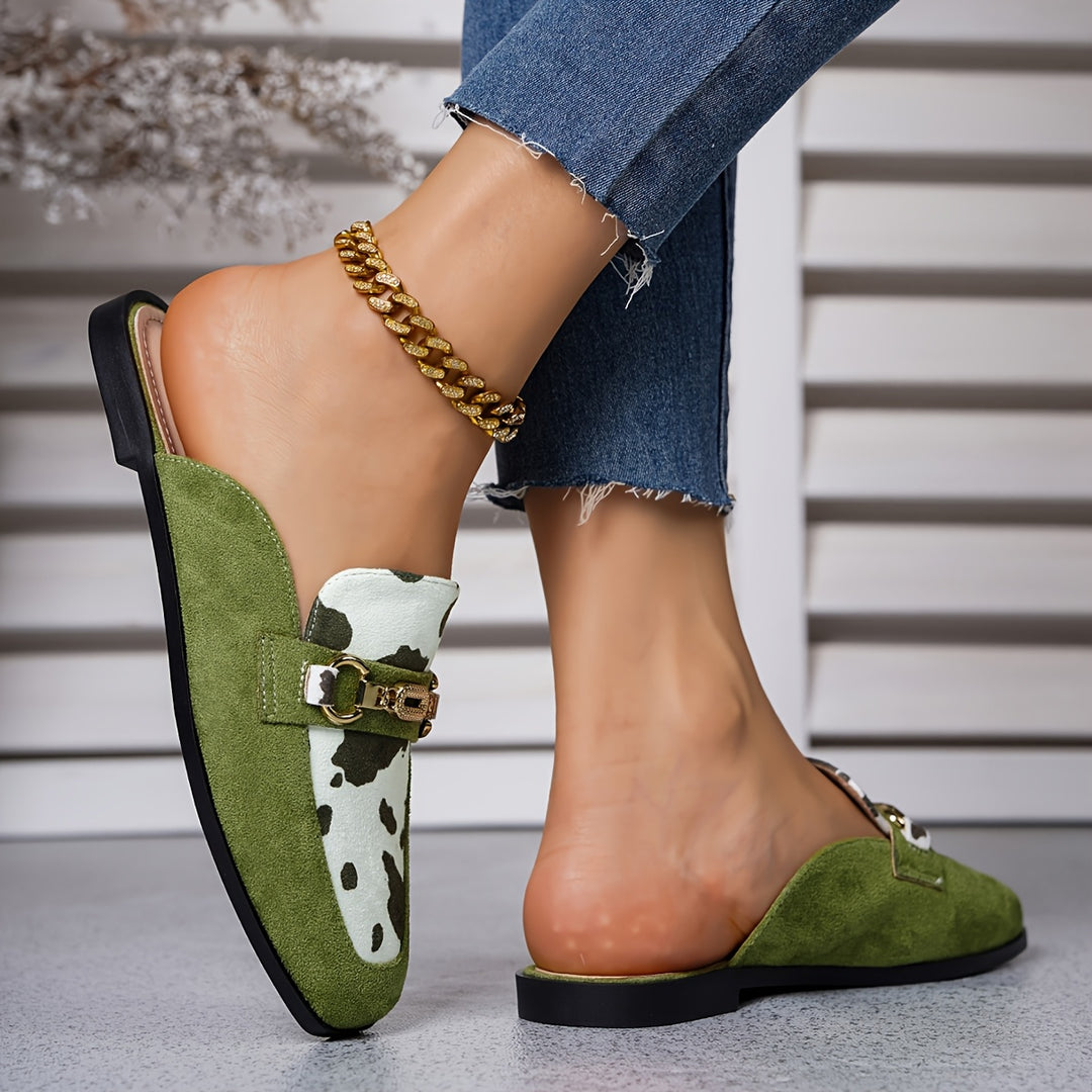 Avery | Elegant Cow Print Mules