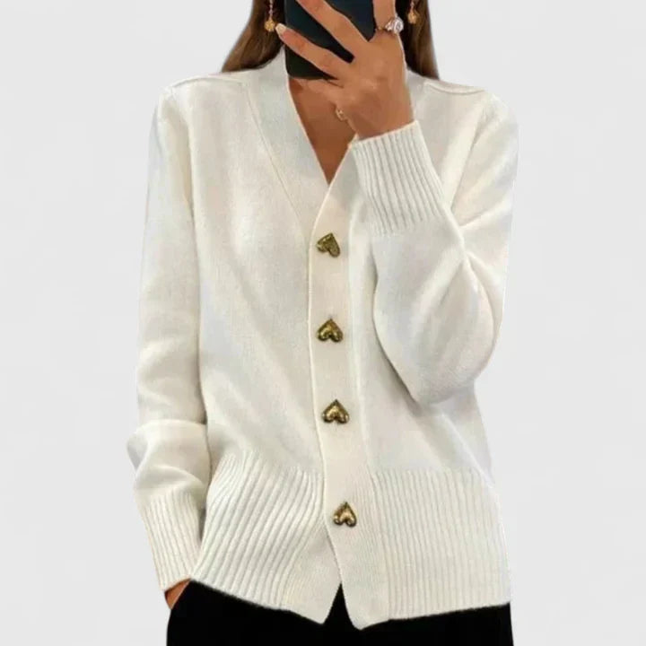 Amelia | Heart Button Knit Cardigan