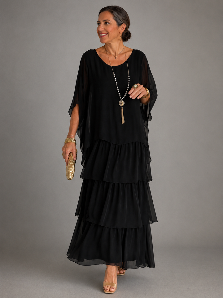 Evelyn | Elegant Tiered Chiffon Maxi Dress