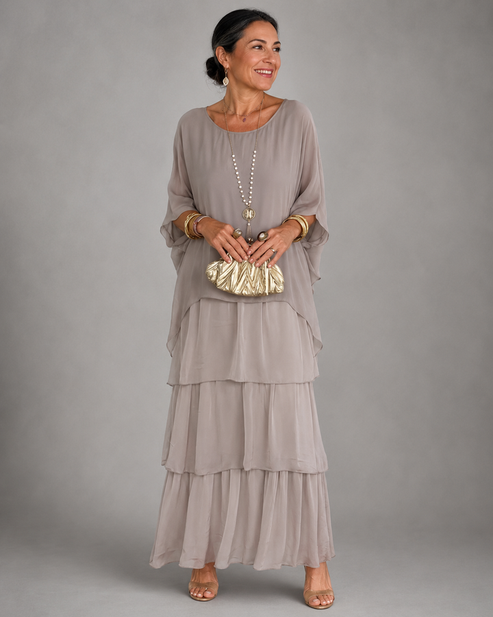 Evelyn | Elegant Tiered Chiffon Maxi Dress