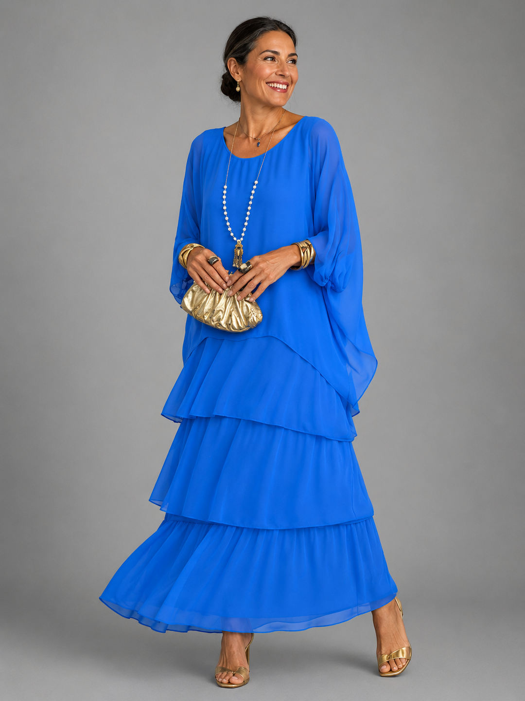 Evelyn | Elegant Tiered Chiffon Maxi Dress