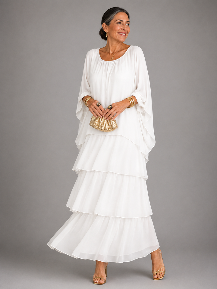 Evelyn | Elegant Tiered Chiffon Maxi Dress