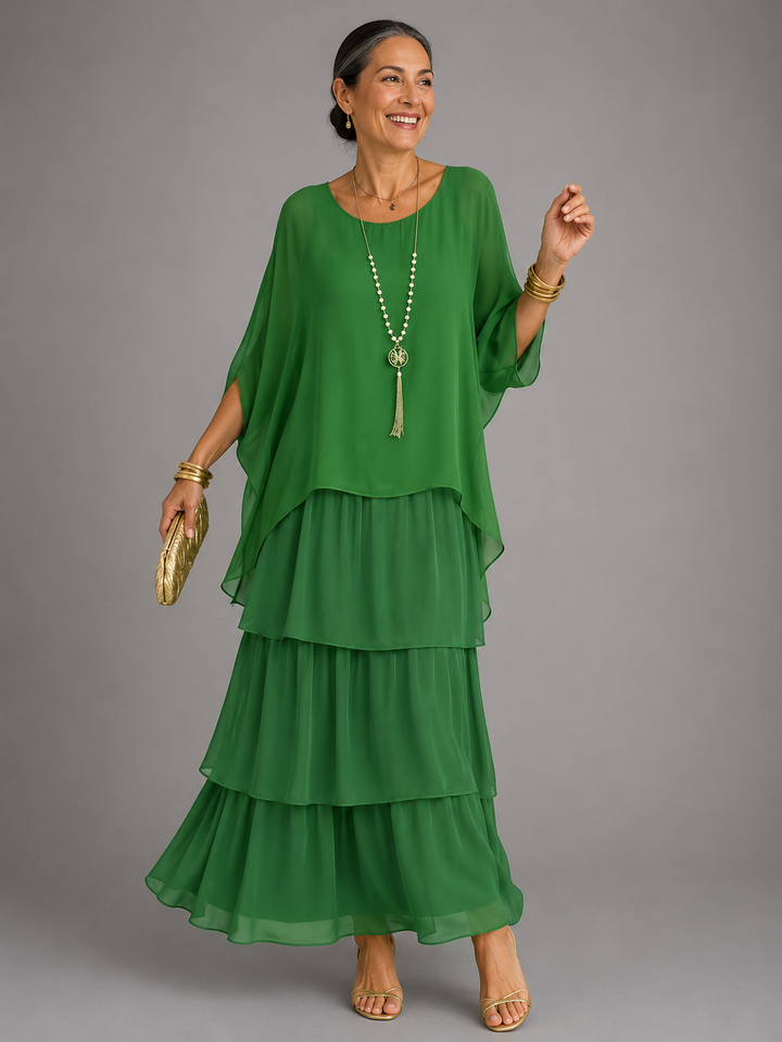 Evelyn | Elegant Tiered Chiffon Maxi Dress
