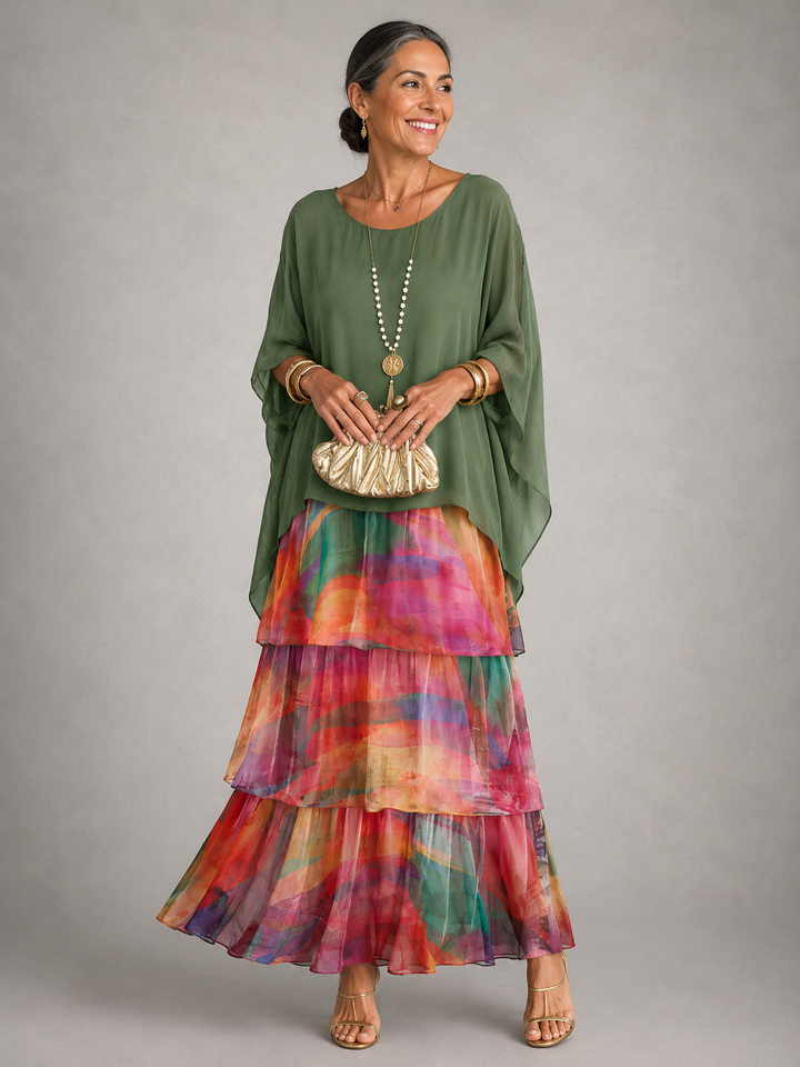 Evelyn | Elegant Tiered Chiffon Maxi Dress