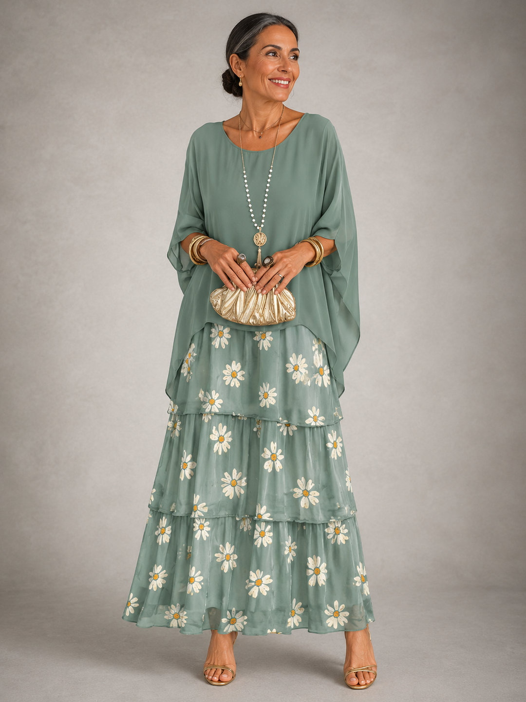 Evelyn | Elegant Tiered Chiffon Maxi Dress