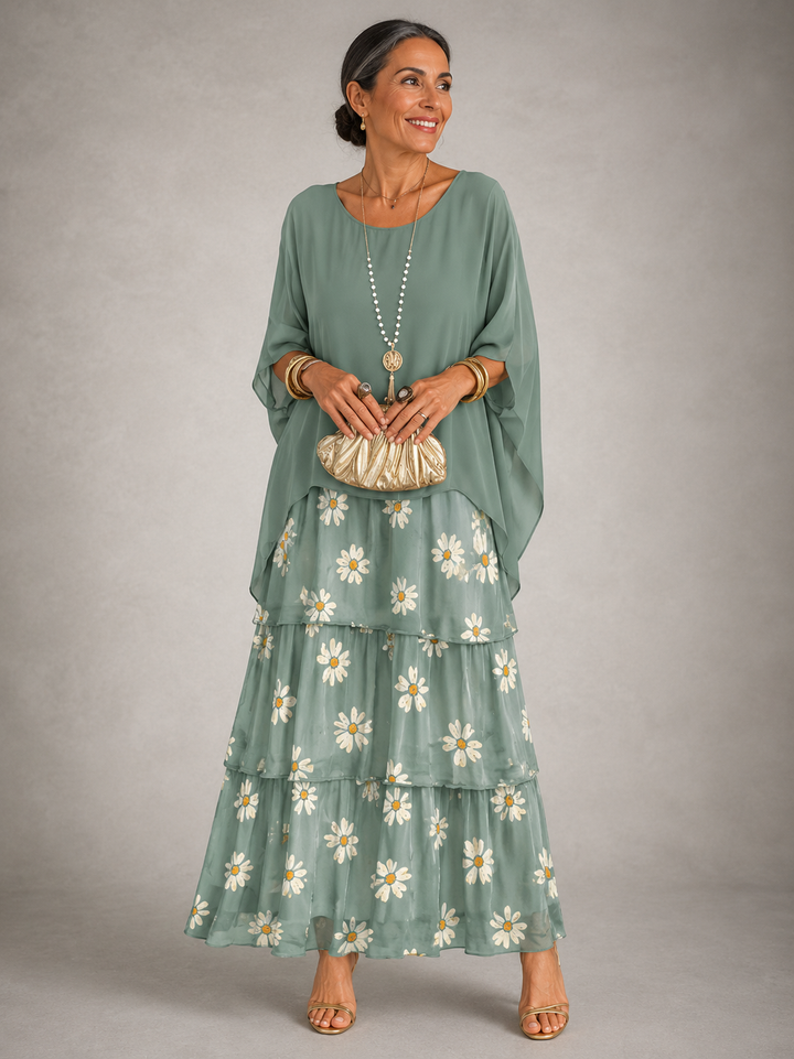 Evelyn | Elegant Tiered Chiffon Maxi Dress