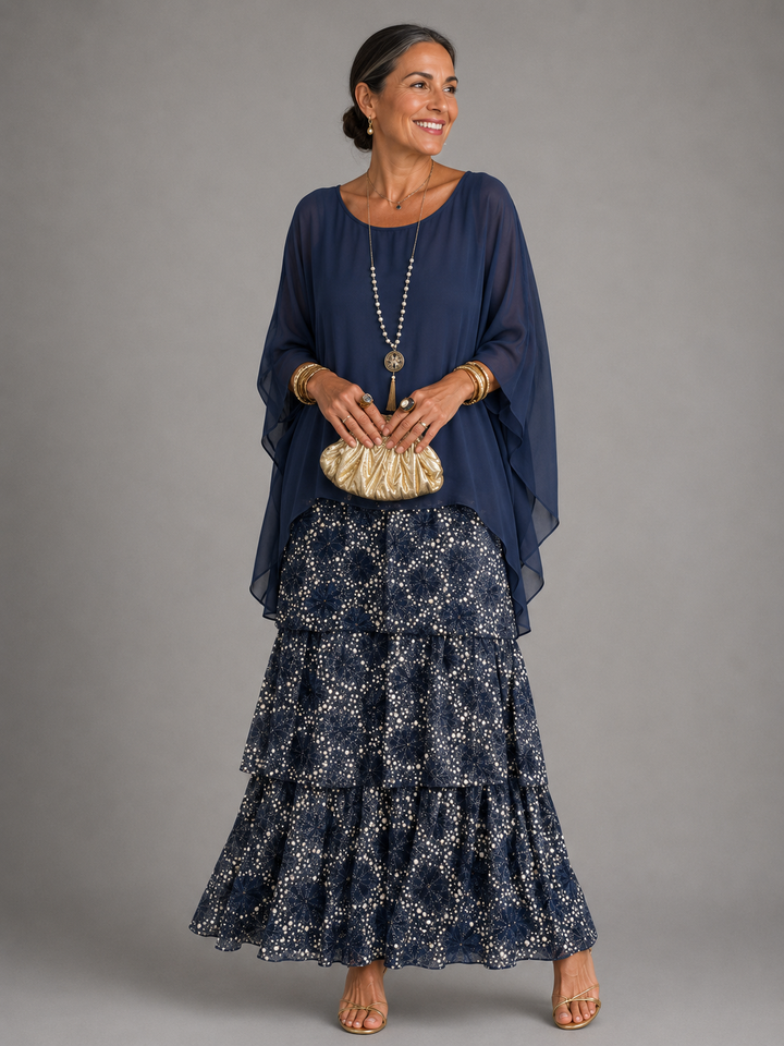 Evelyn | Elegant Tiered Chiffon Maxi Dress