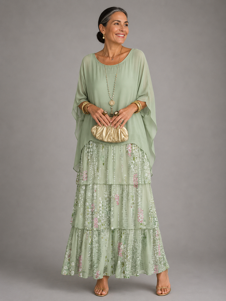 Evelyn | Elegant Tiered Chiffon Maxi Dress