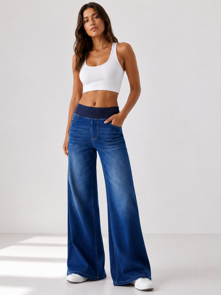 Priscilla | Elastic Waist Wide Leg Jeans