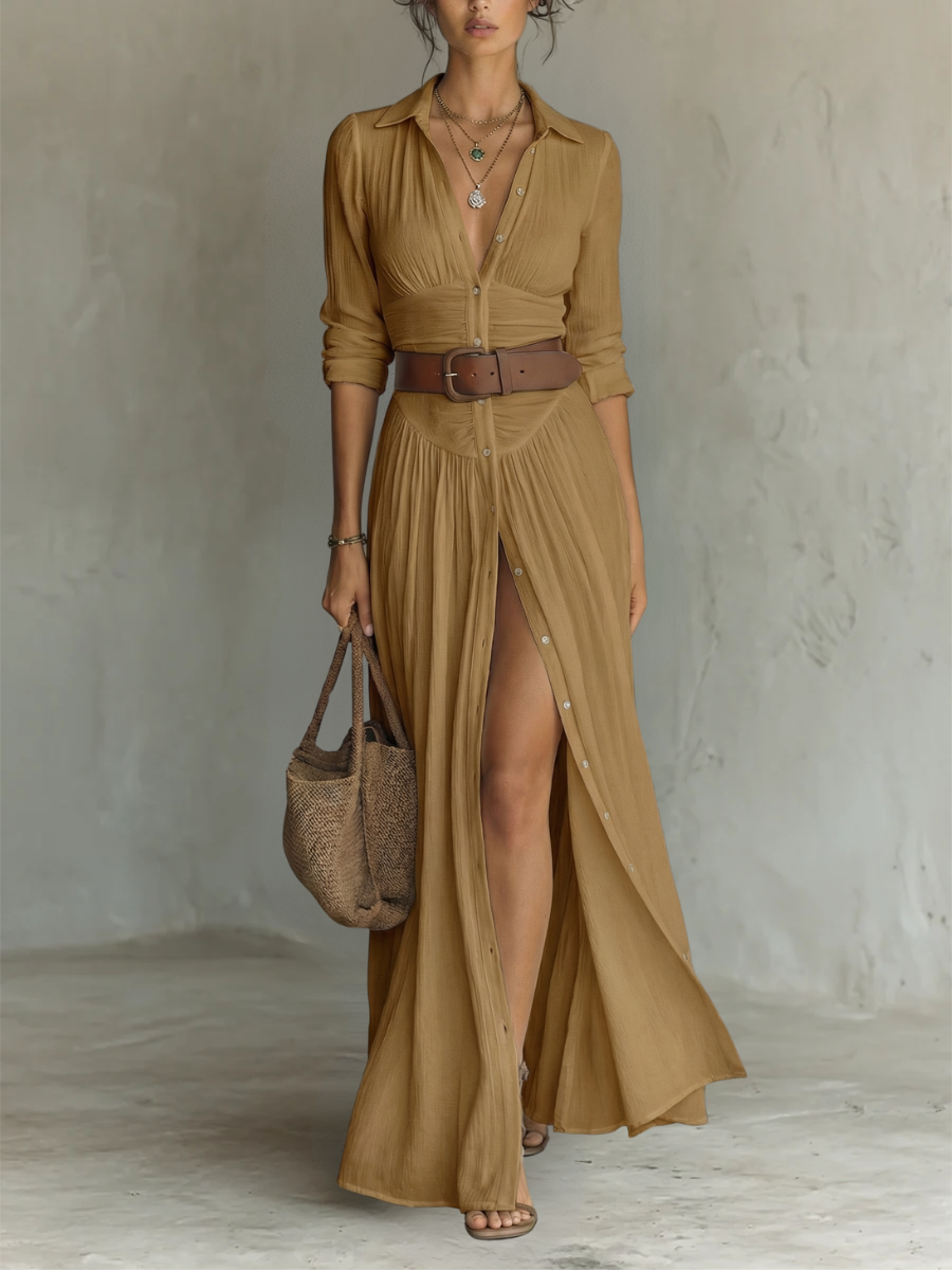 Charlotte | Elegant Belted Shirt Dress
