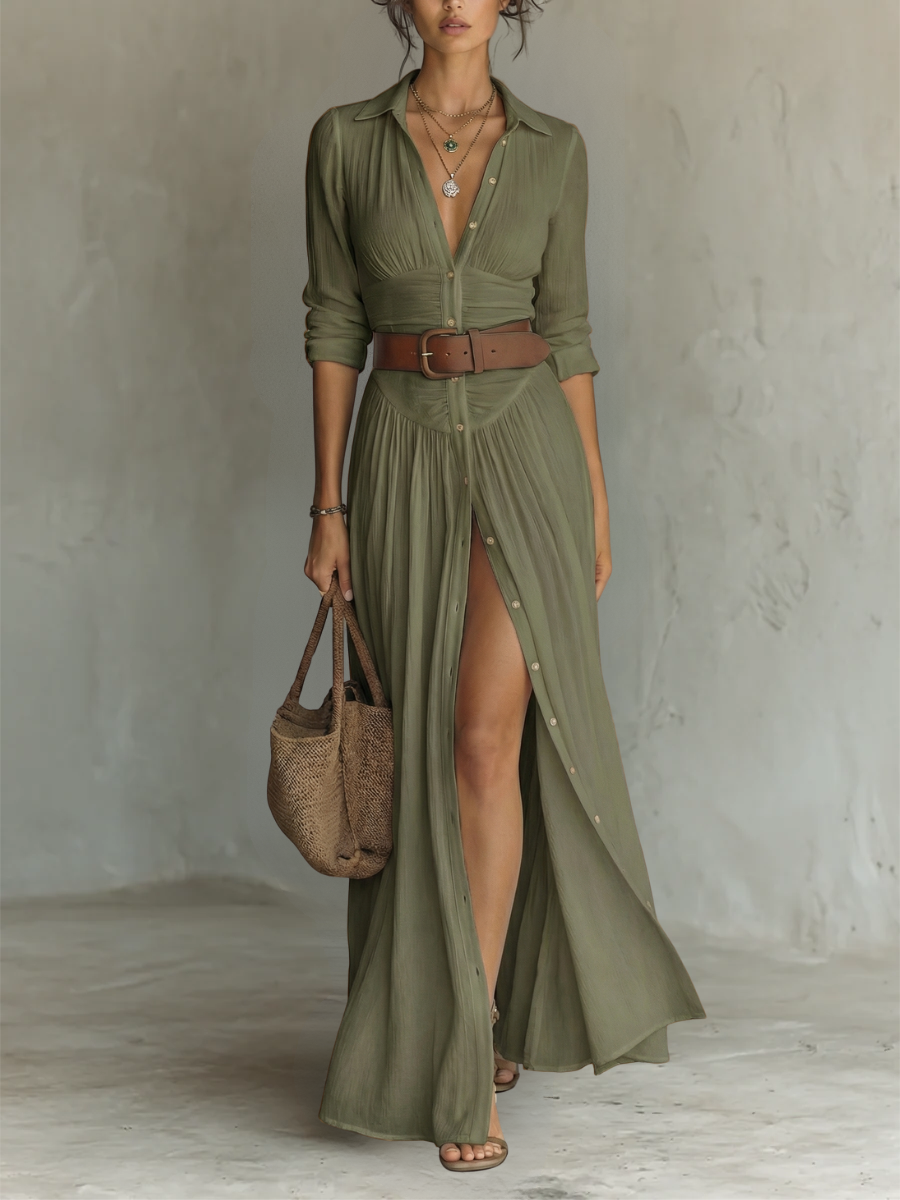 Charlotte | Elegant Belted Shirt Dress