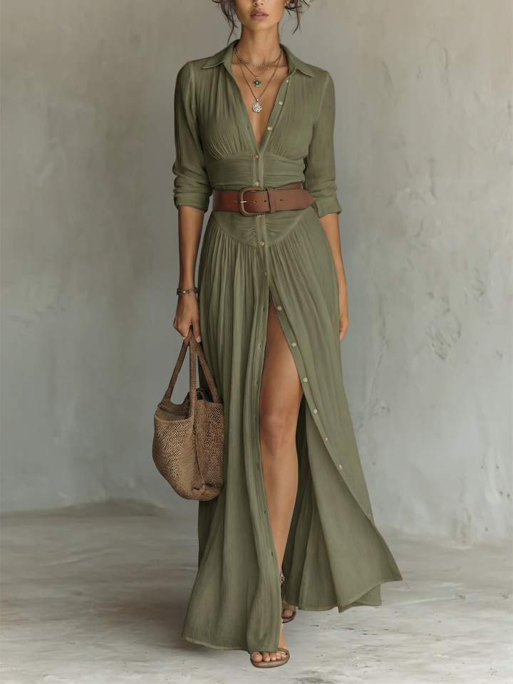 Charlotte | Elegant Belted Shirt Dress