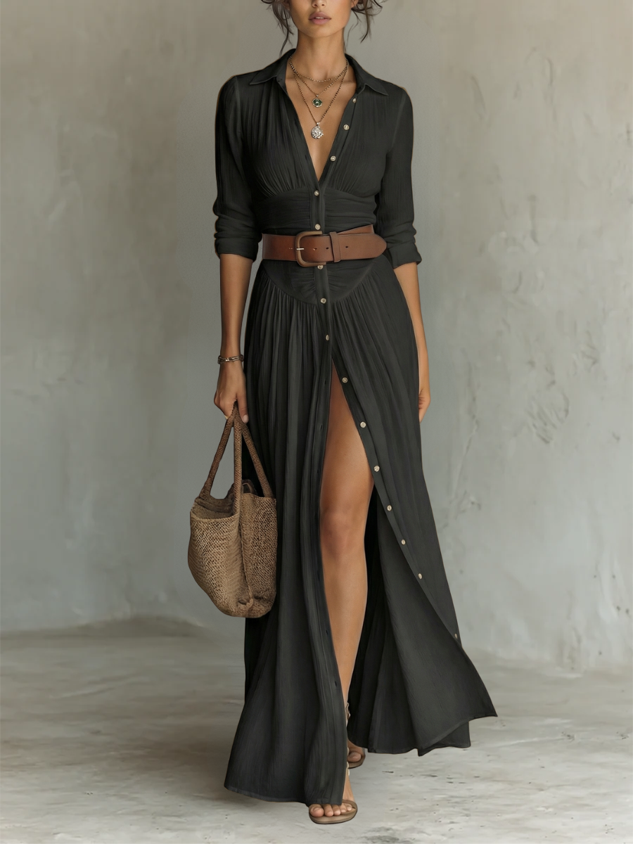 Charlotte | Elegant Belted Shirt Dress