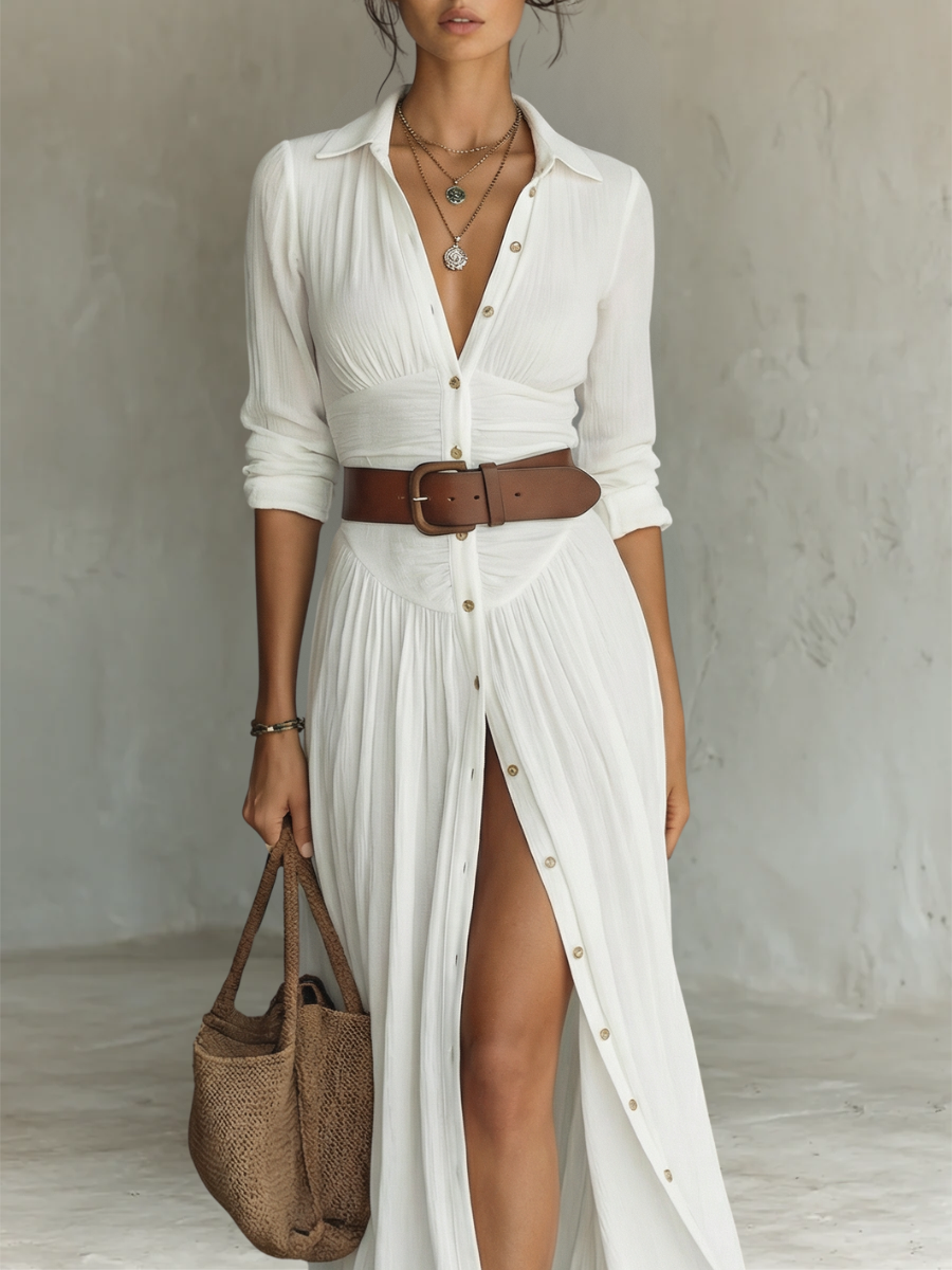 Charlotte | Elegant Belted Shirt Dress