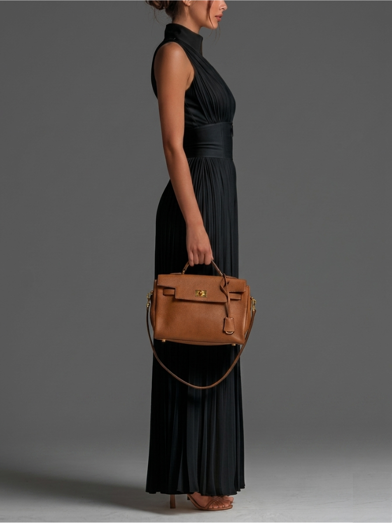 Mila | Pleated Black Chiffon Jumpsuit