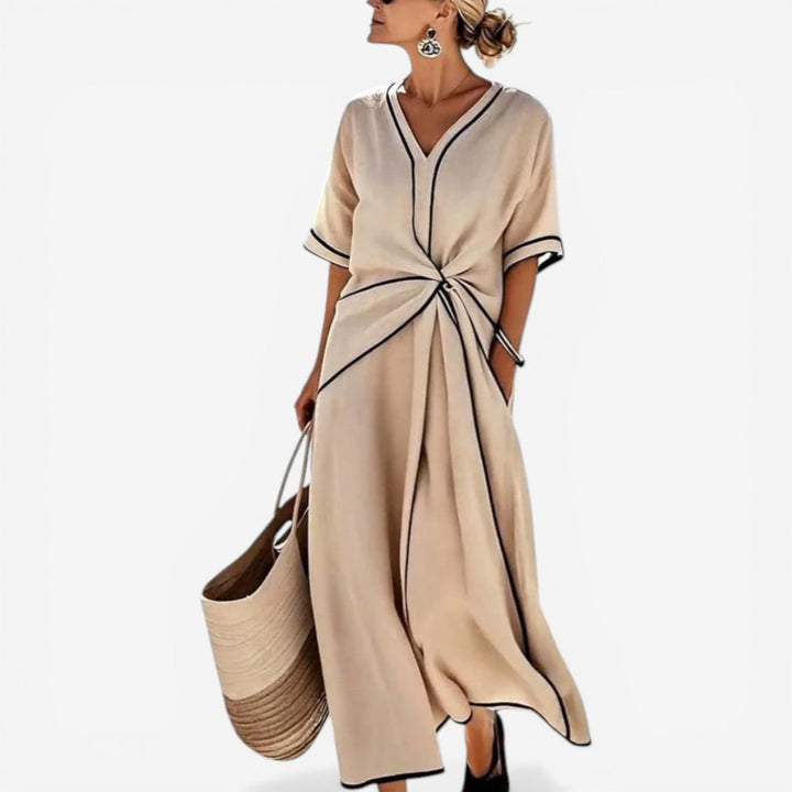 Amelia | Flattering Tie-Front Maxi Dress