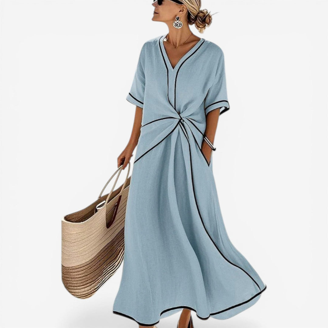 Amelia | Flattering Tie-Front Maxi Dress