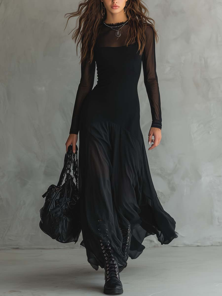 Lara | Black Loose-Fit Maxi Dress
