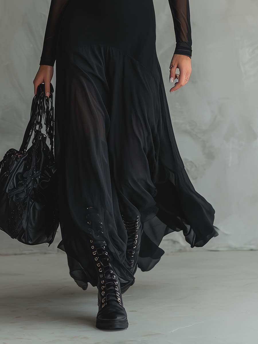Lara | Black Loose-Fit Maxi Dress