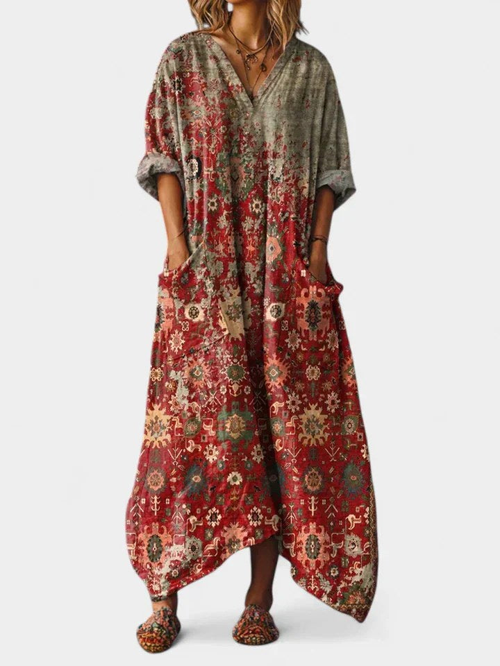 Brooke | Women's Cotton Boho Print Maxi Dress