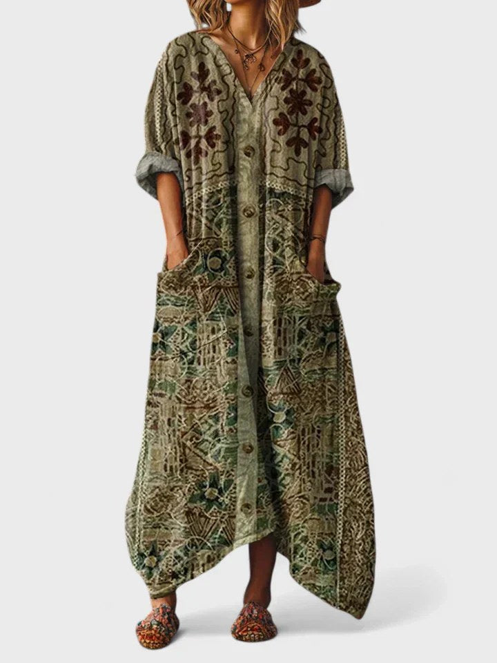 Brooke | Women's Cotton Boho Print Maxi Dress