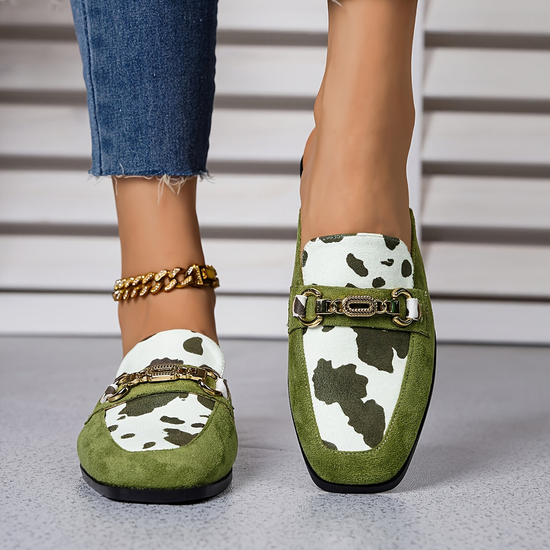 Avery | Elegant Cow Print Mules