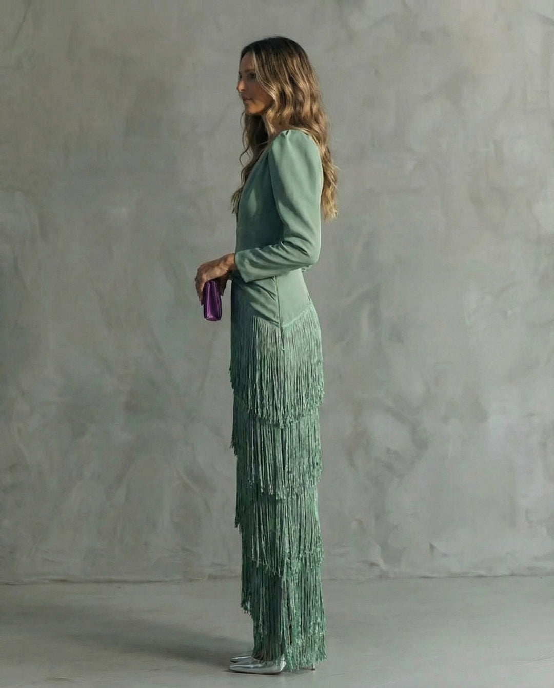 Chiara | Elegant Dress with Fringe Sleeves