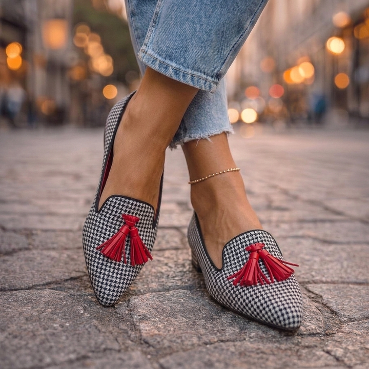 Livia | Suede Pointed Flats with Tassels