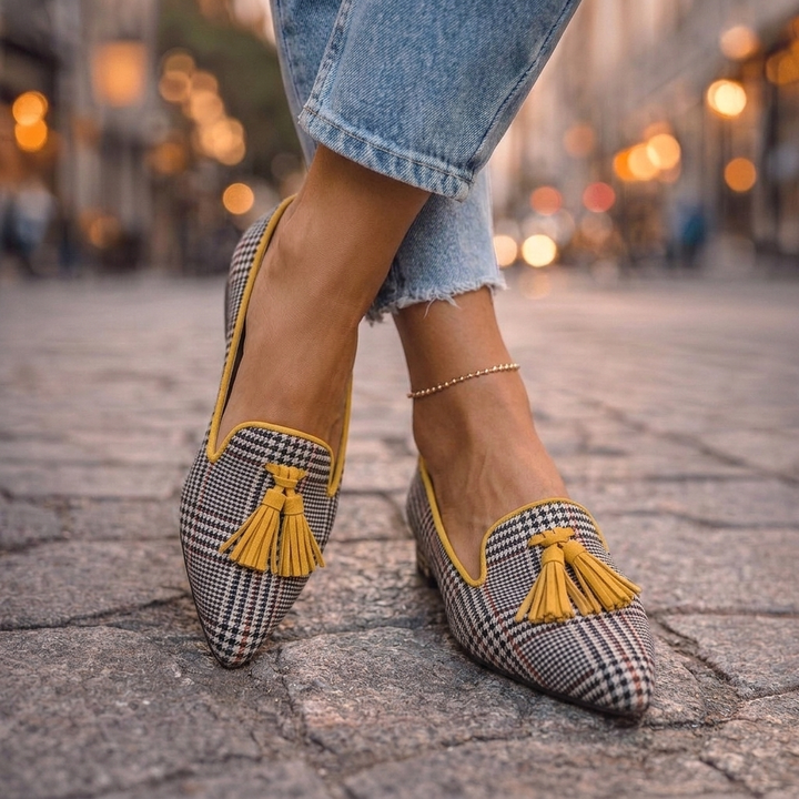 Livia | Suede Pointed Flats with Tassels