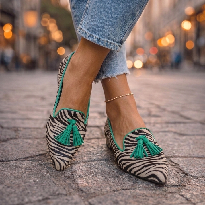 Livia | Suede Pointed Flats with Tassels
