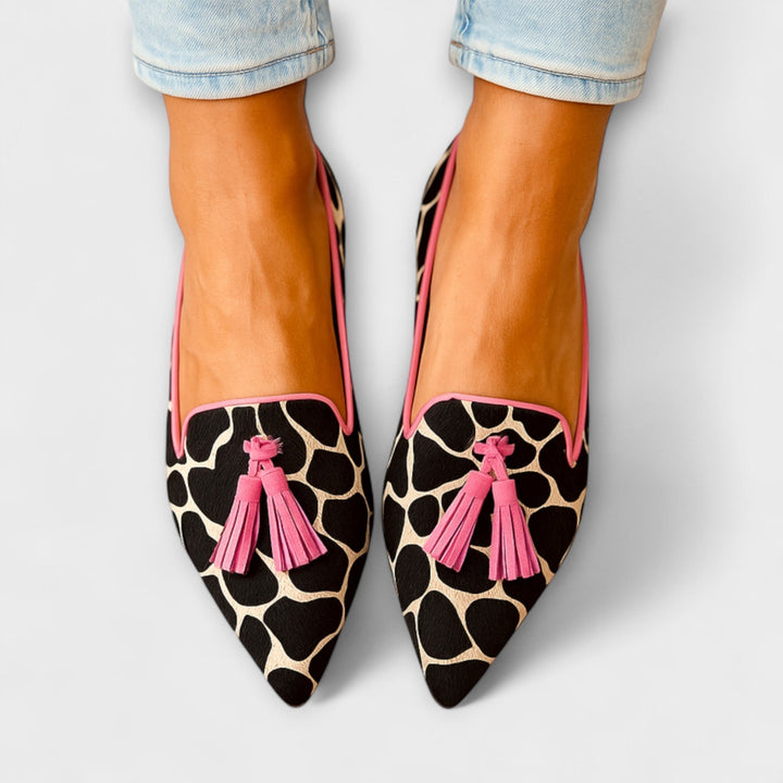 Harper | Printed Tassel Pointed Flats