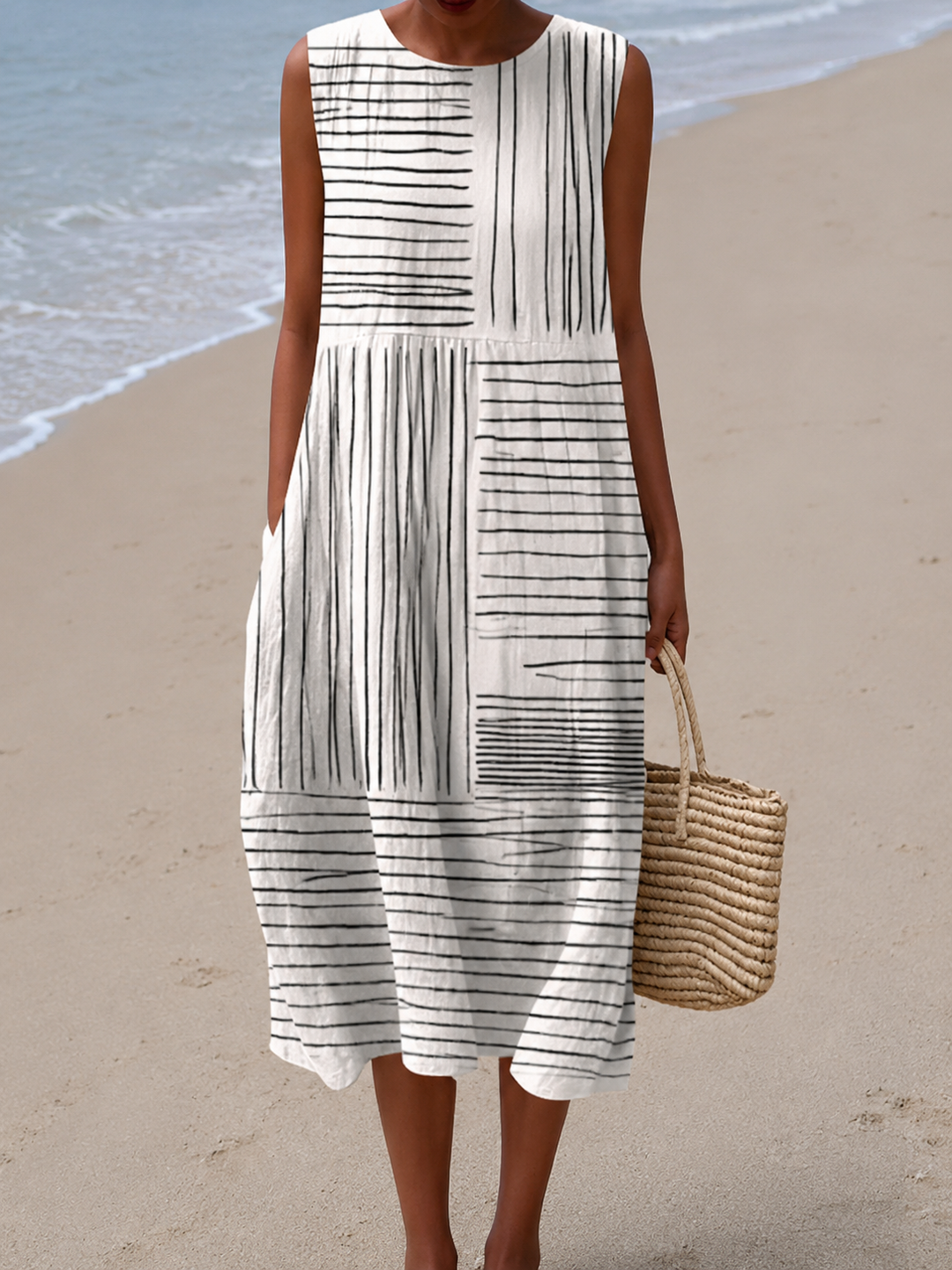 Evelyn | Striped Relaxed Midi Dress