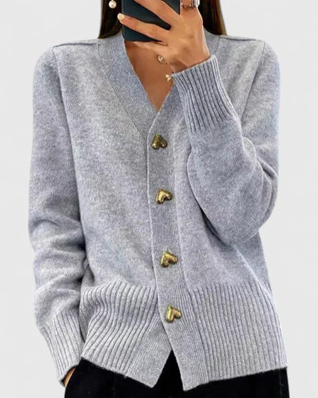 Amelia | Heart Button Knit Cardigan