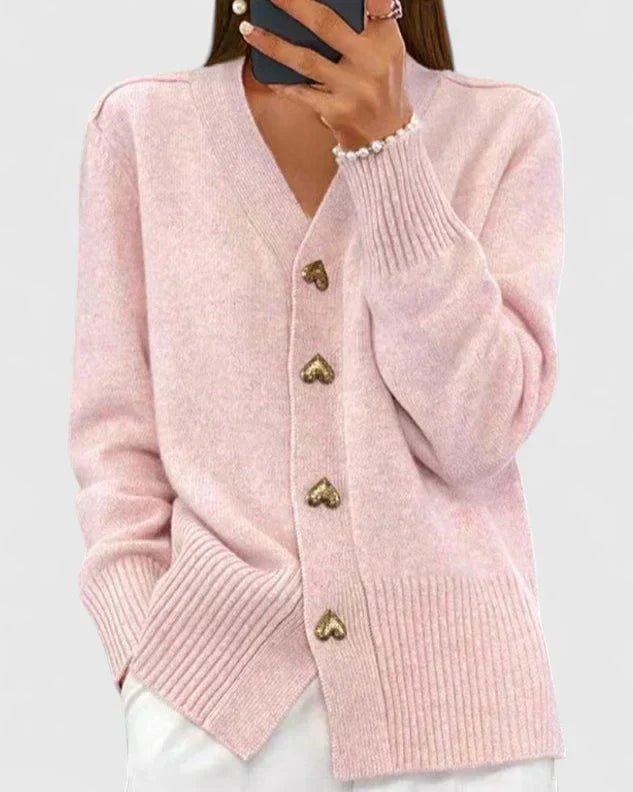 Amelia | Heart Button Knit Cardigan