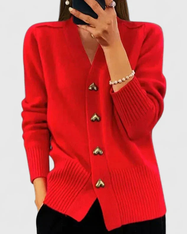 Amelia | Heart Button Knit Cardigan